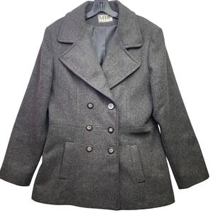 Mario De Pinto Coat Womens Medium Wool Blend Pea Coat Double Breasted Mature